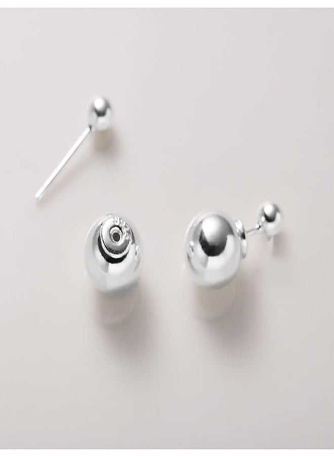 Izpack Cute Bead Ball Double Sided Front Back Stud Earrings for Women 925 Sterling Silver Cartilage Sleeper Ear Jackets Studs Earring Fashion 2 in 1 Jewelry Gifts for Daughter Hypoallergenic - Image 5